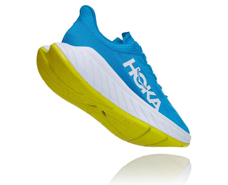 Hoka One One Mens Running Shoes - Carbon X 2 - Blue/White - NJKV79160